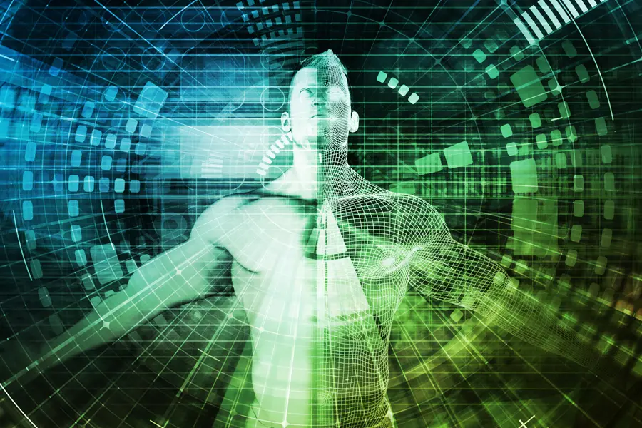 InBody-Body-Composition-Scan-Clinic 3D illustration of a human body being scanned. Schedule an InBody Composition Scan from Optimal Wellness Medical Group in Grand Rapids.